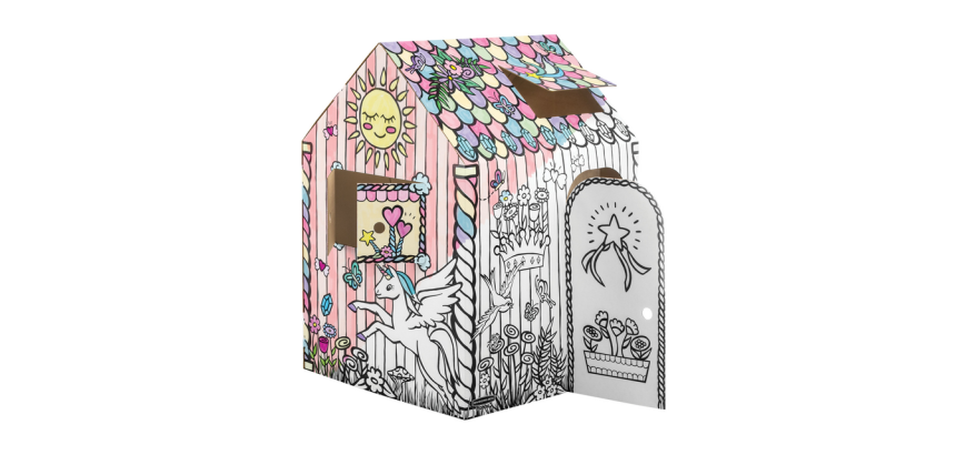 Maisonnette en carton XL Licorne Bankers Box Play à colorier