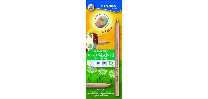 Crayon de couleur LYRA Colors Giants Nature 4 couleurs set 12 pièces