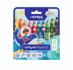 Crayon de couleur LYRA Groove Triple One extra épais set 10 couleurs