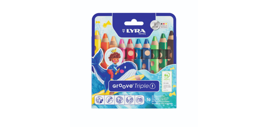 Crayon de couleur LYRA Groove Triple One extra épais set 10 couleurs