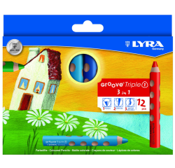 Kleurpotlood LYRA Groove Triple One extra dik set à 12 kleuren