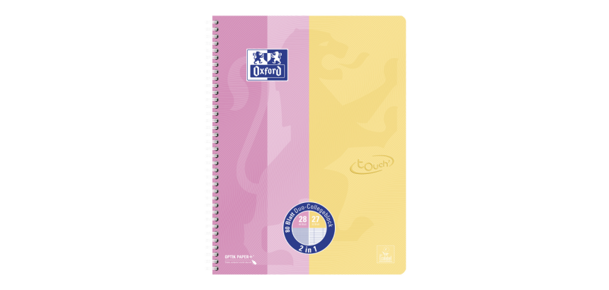 Collegeblok Oxford Touch duo A4+lijn/ruit 5mm 160 pagina's