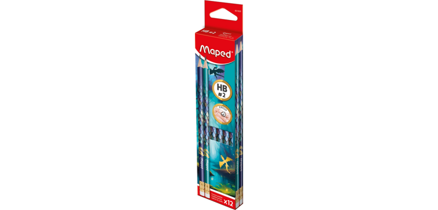 Potlood Maped Dragon HB met gum assorti 12 stuks