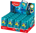 Puntenslijper Maped Connect Dragon 2-gaats met gum display a 20 stuks blauw