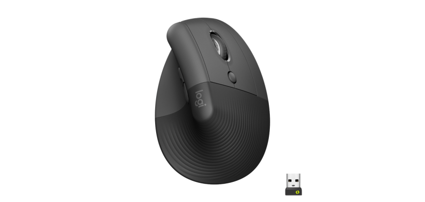 Logitech Lift Vertical Ergonomic Mouse - vertikale Maus - Bluetooth, 2.4 GHz - Graphite