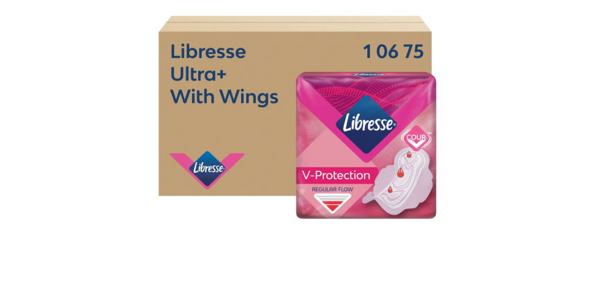 Serviette hygiènique Libresse P1 Ultra+ Regular avec ailettes 150 pièces