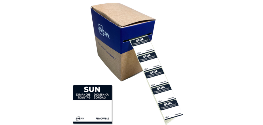Etiquette Avery HACCP DIMANCHE noir 25x25mm 1000 pièces