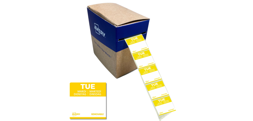 Etiquette Avery HACCP MARDI jaune 25x25mm 1000 pièces