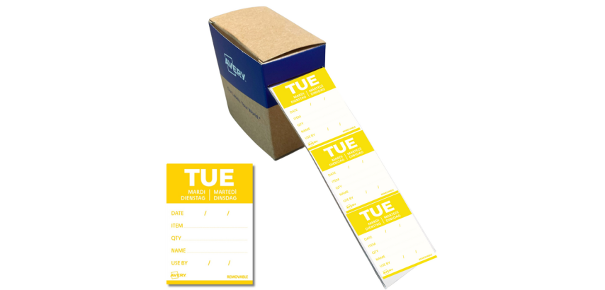 Etiquette Avery HACCP MARDI jaune 40x56mm 500 pièces