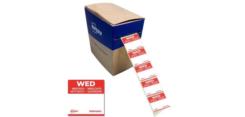 Etiket Avery HACCP woensdag-rood 25x25mm 1000 stuks