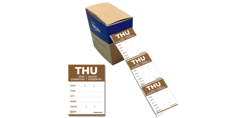 Etiquette Avery HACCP JEUDI brun 40x56mm 500 pièces