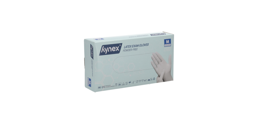 Handschoen Hynex latex M wit 5gr 100 stuks