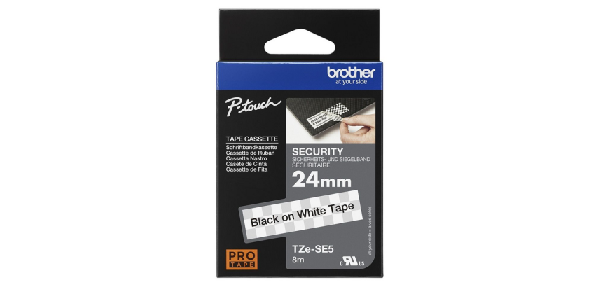 Labeltape Brother P-touch TZe-SE5 veiligheidstape 24mm zwart op wit