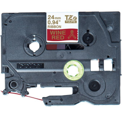 Labeltape Brother P-touch TZe-RW54 24mm goud op wijnrood