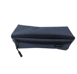 Trousse à crayons Econovo avec 2 fermeture à glissière bleu