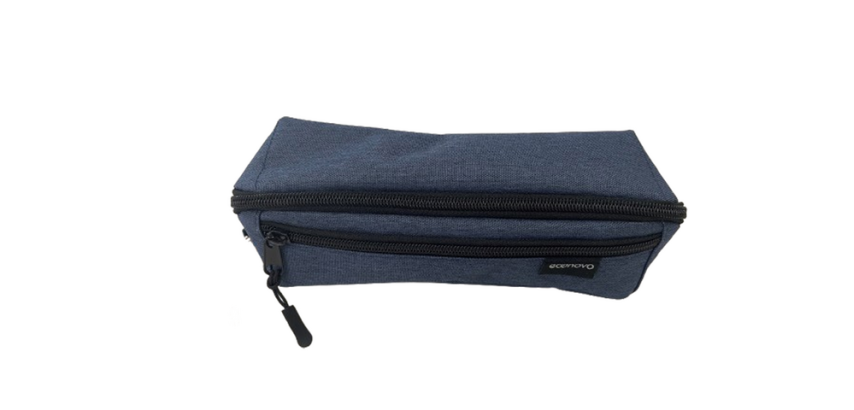 Trousse à crayons Econovo avec 2 fermeture à glissière bleu