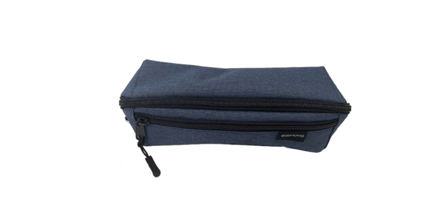 Trousse à crayons Econovo avec 2 fermeture à glissière bleu