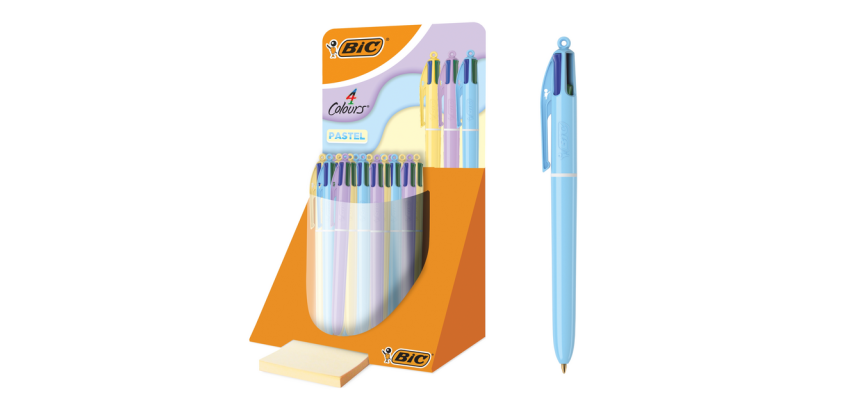 4-Kleuren balpen Bic pastel assorti display à 30 stuks