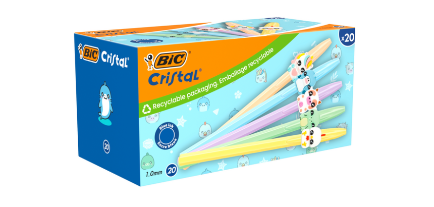 Bic Cristal ballpoint pen pastel figurines, box of 20 pieces, assorted