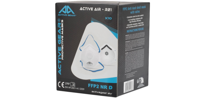 Stofmasker Active Gear met ventiel ffp2 10 stuks