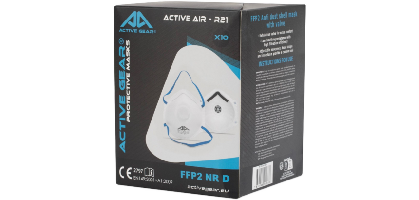 Active Gear dust mask with valve, 10 pieces