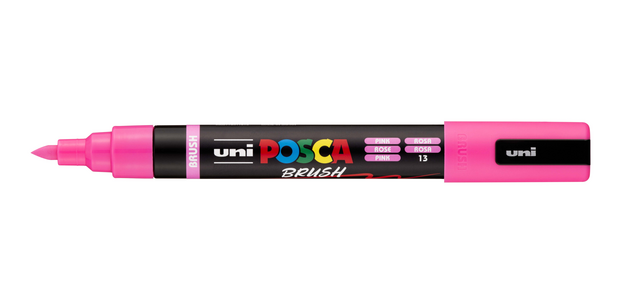 Uni POSCA Malstift PC-5BR mit Pinselspitze Medium Rosa