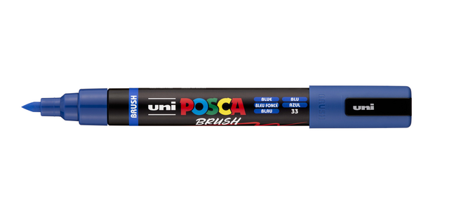 Paintmarker Uni POSCA PC-5BR brushpunt medium donkerblauw