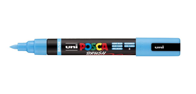 Paintmarker Uni POSCA PC-5BR brushpunt medium lichtblauw