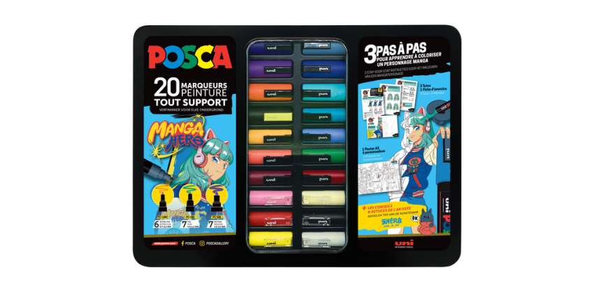 Uni POSCA paint marker Manga Hero assorted metal box set 20 pieces