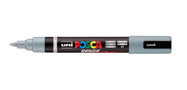 Paintmarker Uni POSCA PC-5BR brushpunt medium grijs