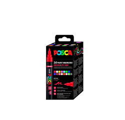Paintmarker Uni POSCA PC-5BR brushpunt medium set à 16 kleuren