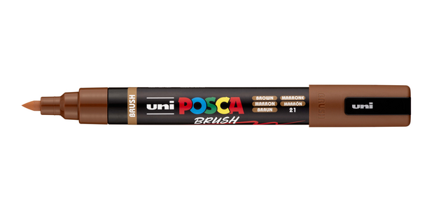 Paintmarker Uni POSCA PC-5BR brushpunt medium bruin