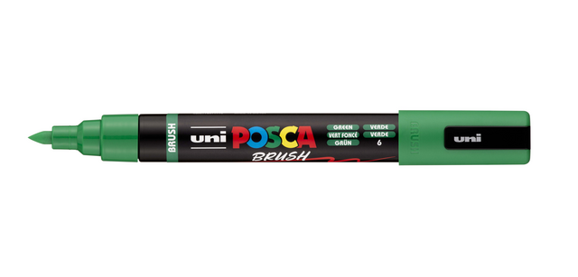 Paintmarker Uni POSCA PC-5BR brushpunt medium donkergroen