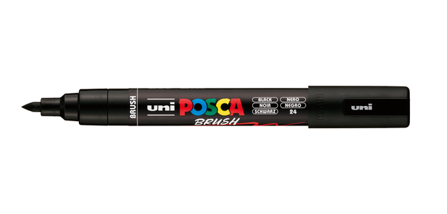 Uni POSCA Paint Marker PC-5BR Medium Brush Tip Black