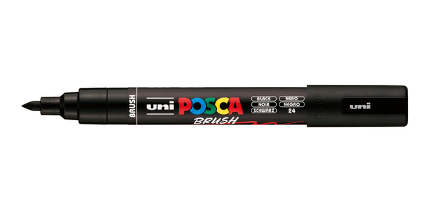 Uni POSCA Paint Marker PC-5BR Medium Brush Tip Black
