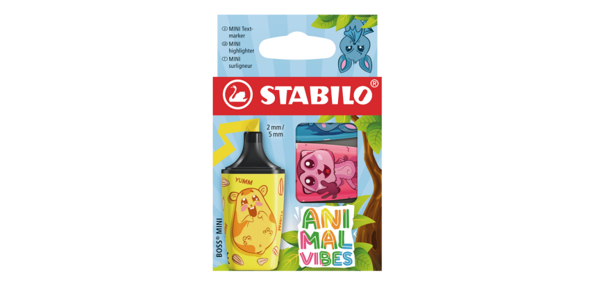STABILO BOSS Highlighter Animal Vibes Mini assorted pack 3 pieces