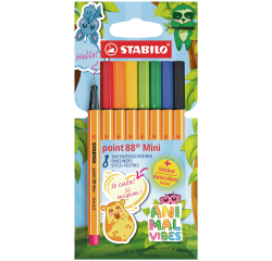 Fineliner STABILO point 88 Animal Vibes mini fijn assorti 8 stuks