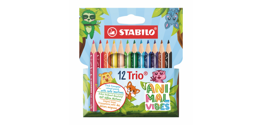 Kleurpotloden STABILO Trio dik Short Animal Vibes mini assorti 12st