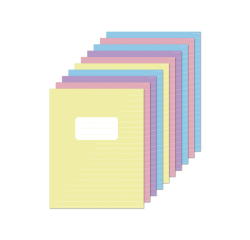 Cahier Kangaro A5 ligné 160 pages 60g pastel assorti lot 10 pièces
