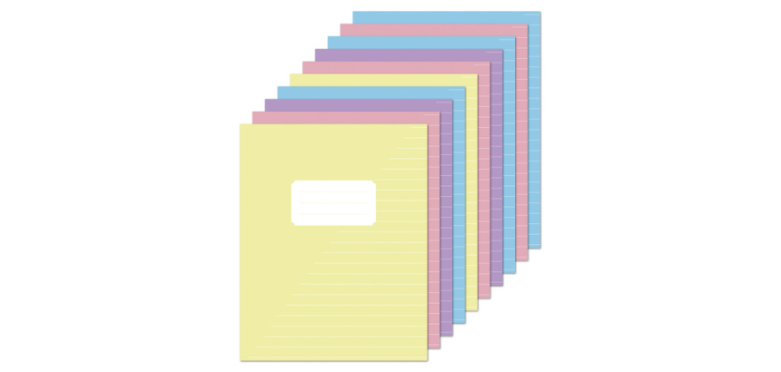Cahier Kangaro A5 ligné 160 pages 60g pastel assorti lot 10 pièces