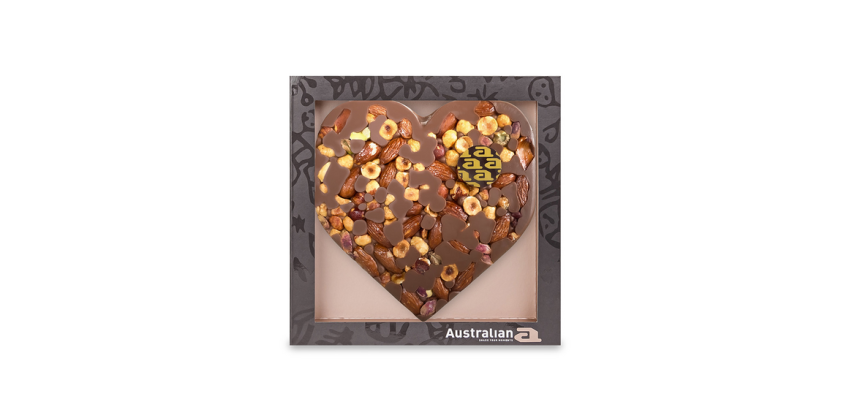 Cœur en chocolat Australian lait et noisettes