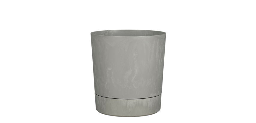 Round Mica Coco flower pot with saucer H 23.5cm Ø22.5cm gray