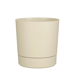 Plantenpot Mica Coco met schotel rond hoogte 23,5 Ø22,5 cm beige