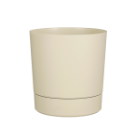 Plantenpot Mica Coco met schotel rond hoogte 29,5 Ø28 cm beige