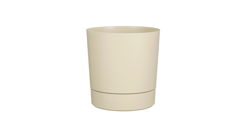 Plantenpot Mica Coco met schotel rond hoogte 29,5 Ø28 cm beige