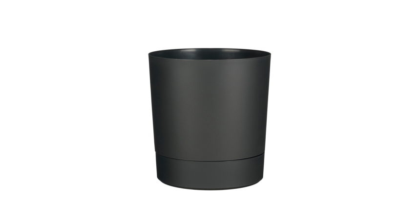 Plantenpot Mica Coco met schotel rond hoogte 23,5 Ø22,5 cm antraciet