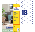 Avery Removable Labels ft 63.5 x 42.3 mm (w x h), oval, 450 pieces, 18 per sheet