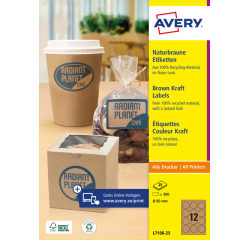 Avery L7106-25 60mm kraft labels 300 pieces