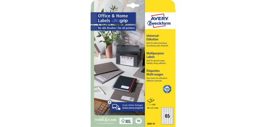 Etiquette Avery 3666-10 38x21,2mm blanc 650 pièces