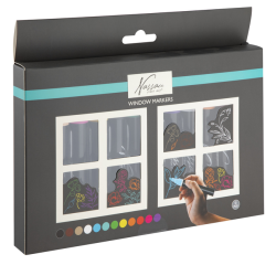Craies et marqueurs pour vitres Nassau set 12 couleurs